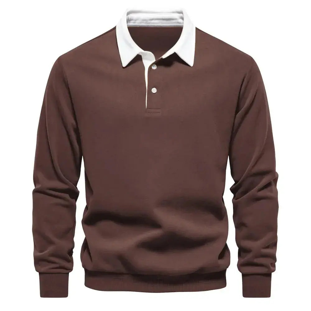 2024 Spring Fashion Design Polo Neck Sweatshirts for Men Quality Cotton Casual and Social Wear Mens New In Sweatshirts Pullover