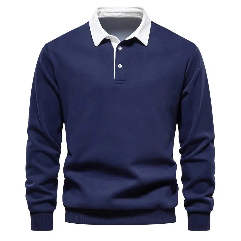 2024 Spring Fashion Design Polo Neck Sweatshirts for Men Quality Cotton Casual and Social Wear Mens New In Sweatshirts Pullover