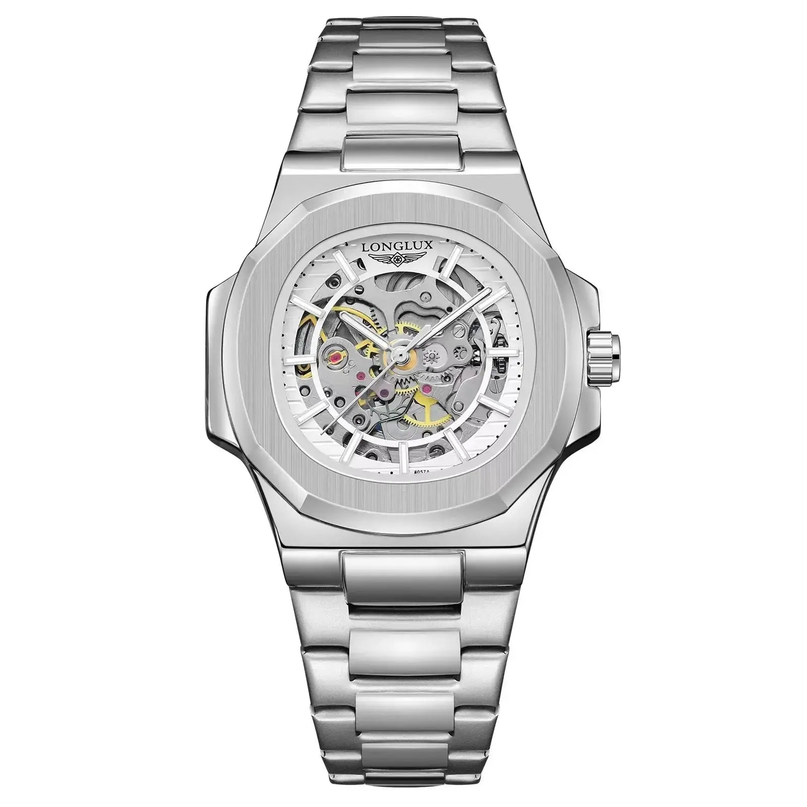 LONGLUX automatic man watch luxury wholesale mechanical wristwatches stainless steel skeleton waterproof mens watch men gift