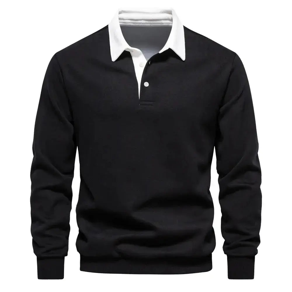 2024 Spring Fashion Design Polo Neck Sweatshirts for Men Quality Cotton Casual and Social Wear Mens New In Sweatshirts Pullover