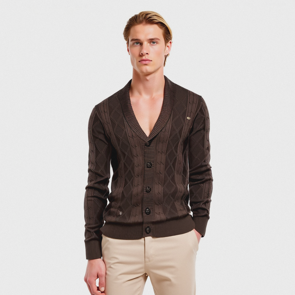 Cardigan de Tricot com Gola Smooking "Estiluro" Trevine