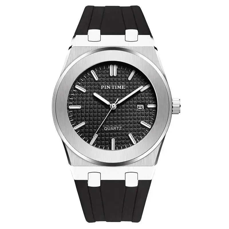 PINTIME Top Brand Sport Men's Watches Silicone Strap Waterproof 30m Calendar Check Face Dial Fashion Quartz Wristwatch Relogios 