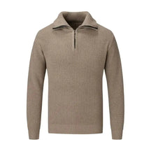 Men Fall Winter Sweater Lapel Loose Half Zipper Long Sleeves Mid Length Solid Color Retro Knitted Sweater 