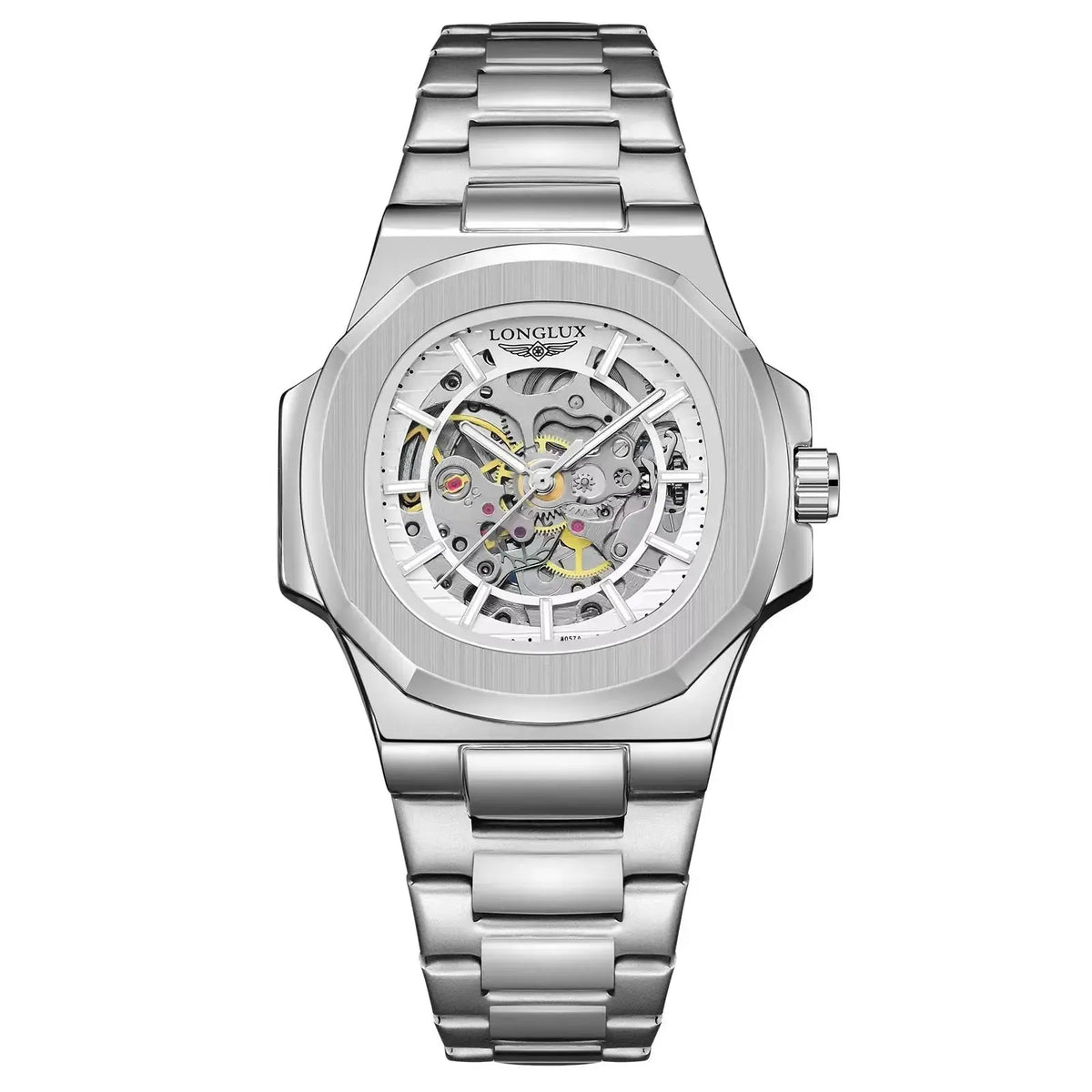 LONGLUX automatic man watch  luxury wholesale mechanical wristwatches stainless steel skeleton waterproof  mens watch men gift 